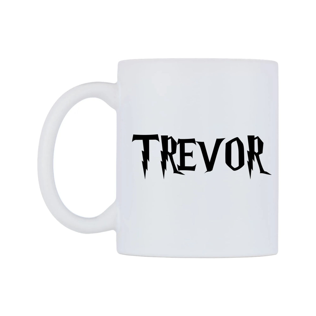 Trevor - Wizard Themed Mug — white 11oz gloss mug, right side, on a white background
