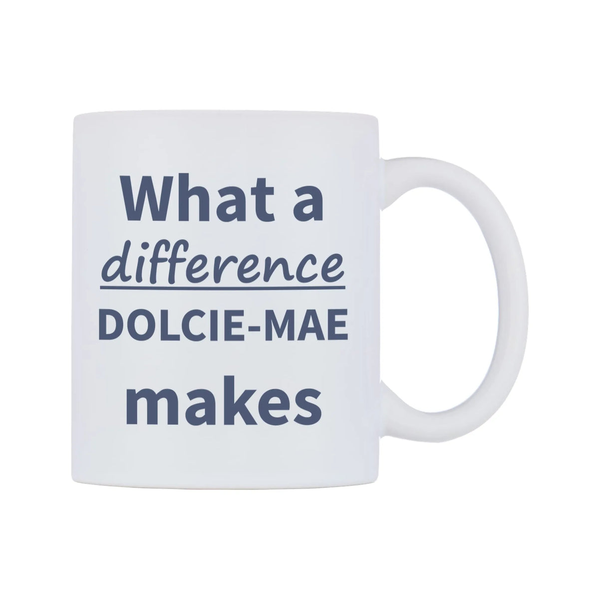 What a difference DOLCIE-MAE makes Mug — mug, left side, on a white background