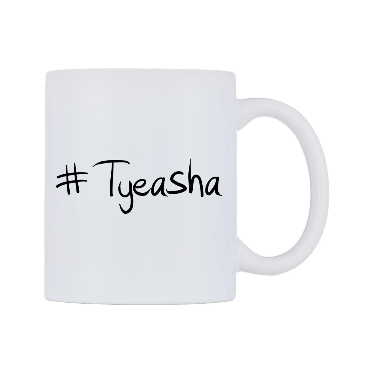 Tyeasha Mug — mug, left side, on a white background