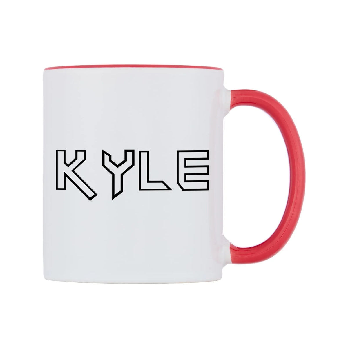 Kyle - Iron Maiden Themed Mug — white 11oz gloss mug with a red inside and handle, left side, on a white background