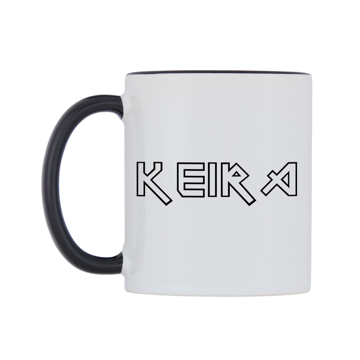 Keira - Iron Maiden Themed Mug — white 11oz gloss mug with a black inside and handle, right side, on a white background