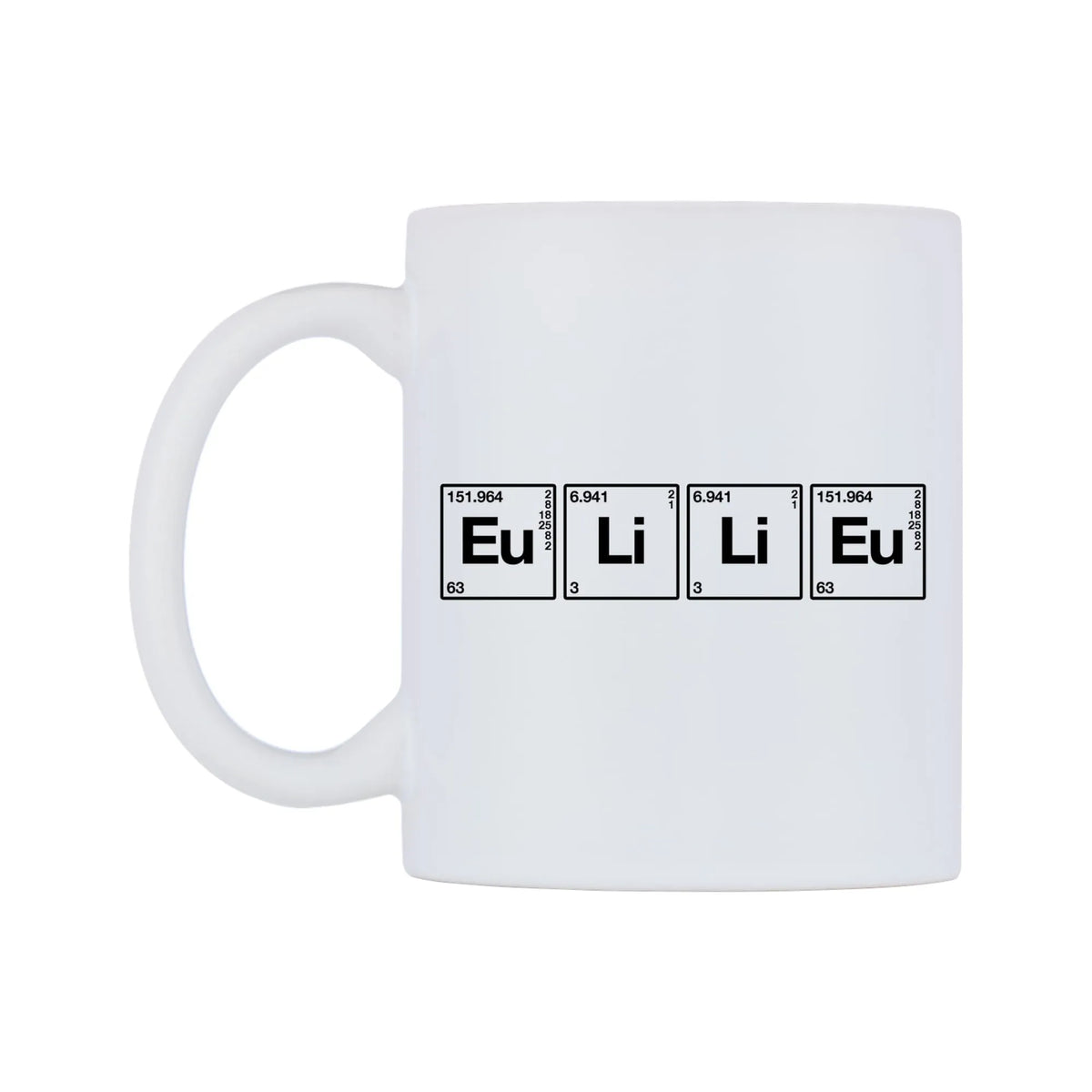 Elle - Chemistry Themed Mug — mug, right side, on a white background