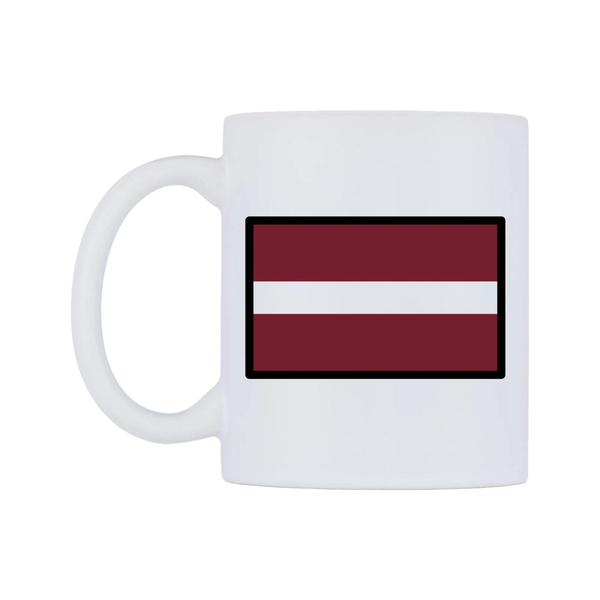 Latvia Flag Emoji Mug — mug, right side, on a white background