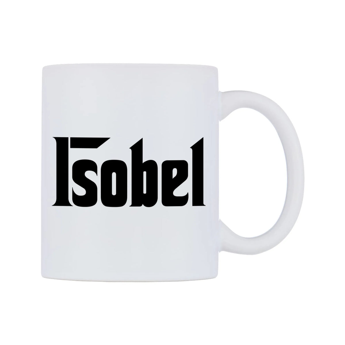 Isobel - Godfather Themed Mug — mug, left side, on a white background