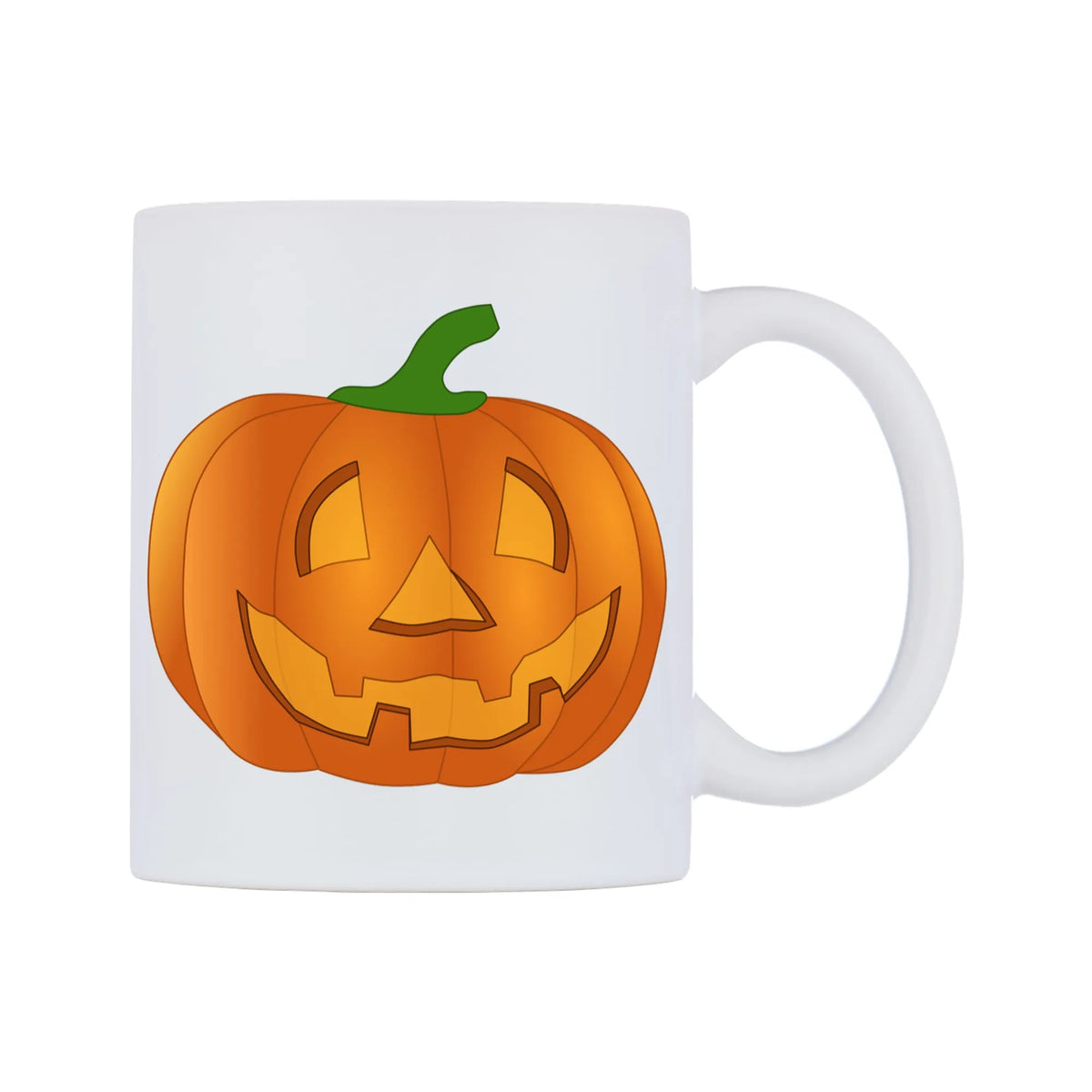 Halloween Pumpkin Mug — white 11oz gloss mug, left side, on a white background