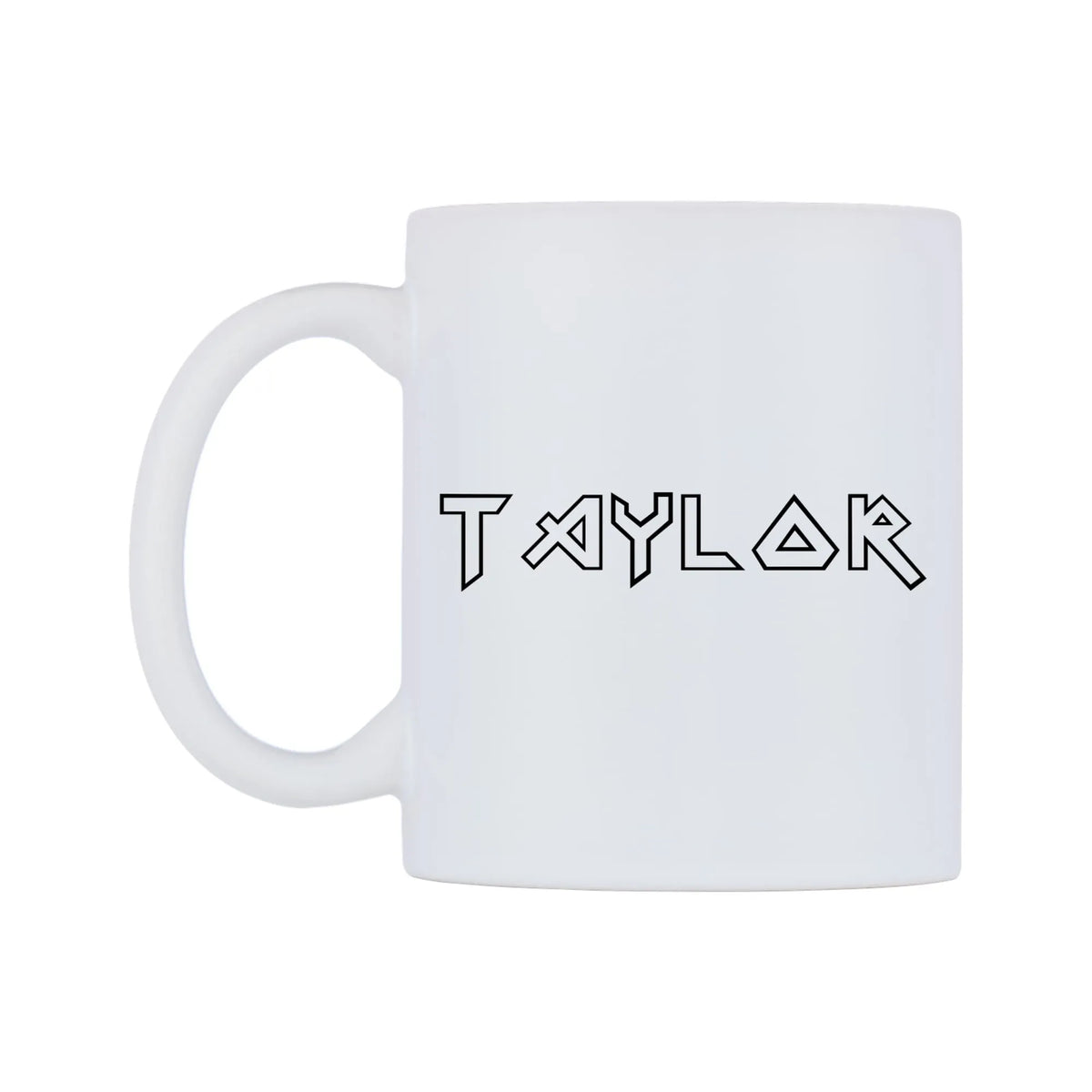 Taylor - Iron Maiden Themed Mug — white 11oz gloss mug, right side, on a white background