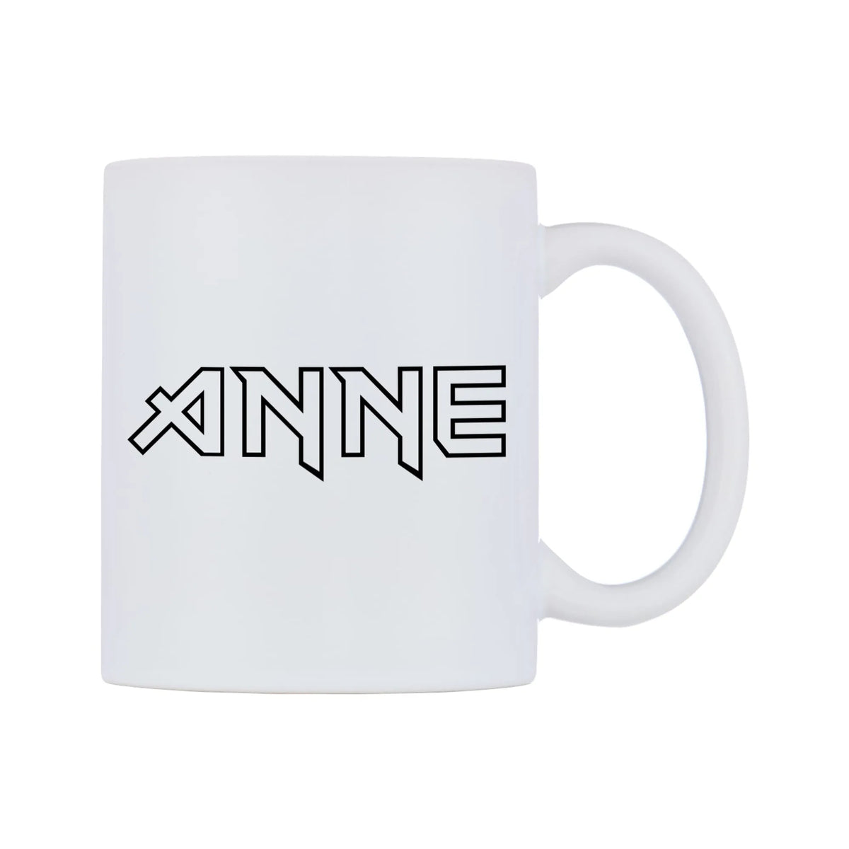 Anne - Iron Maiden Themed Mug — white 11oz gloss mug, left side, on a white background