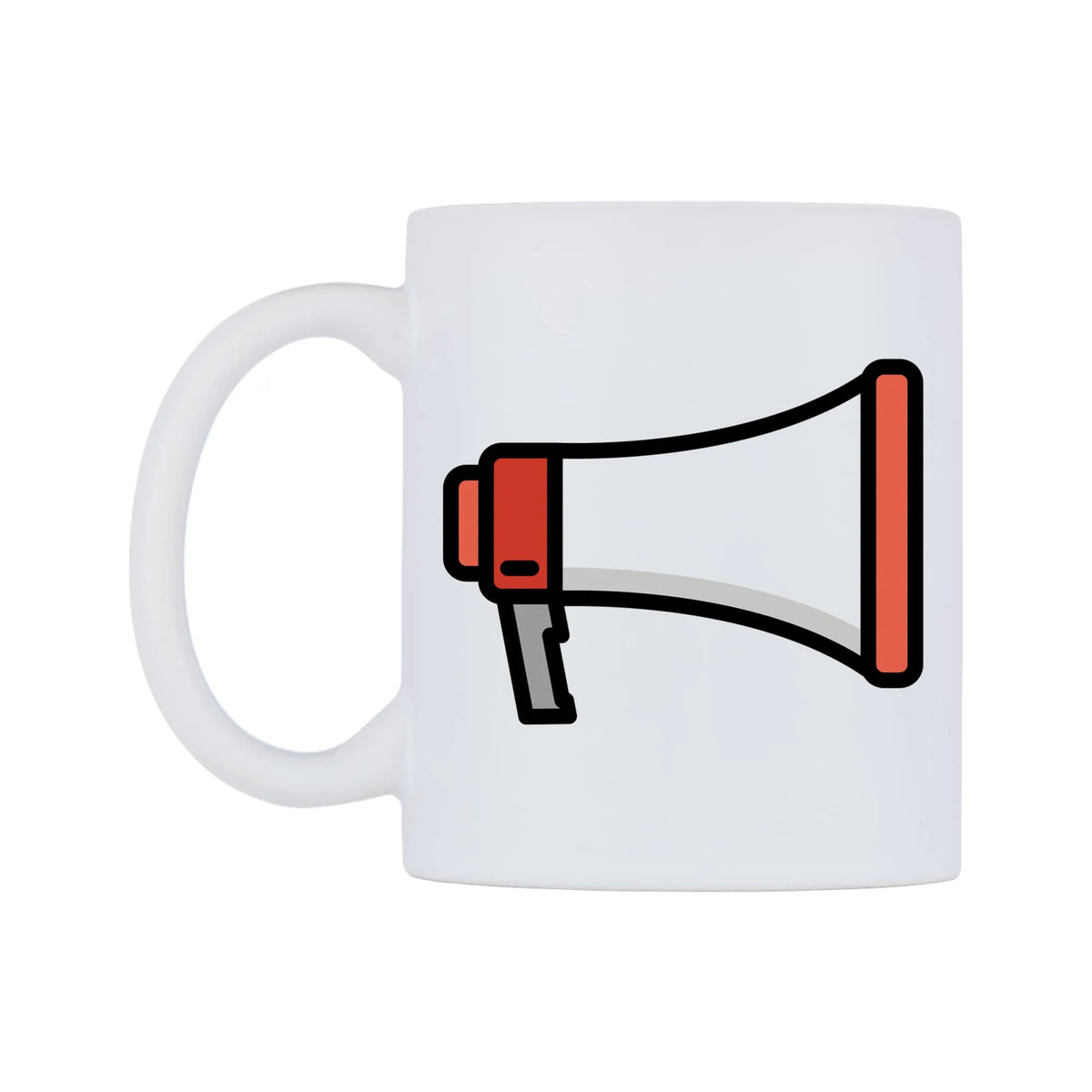 Megaphone Emoji Mug — mug, right side, on a white background