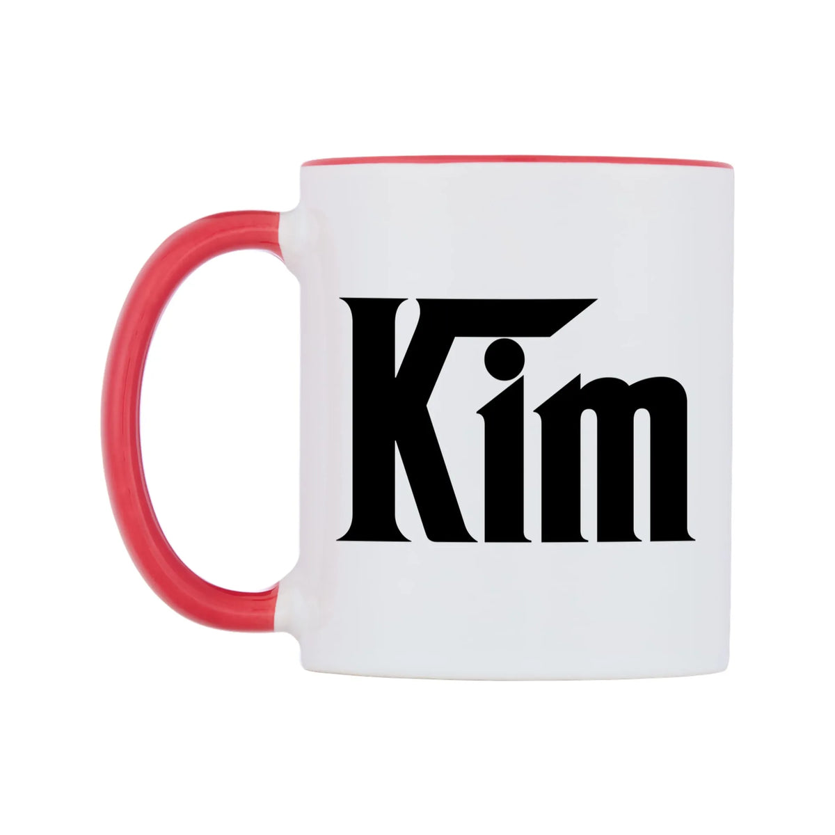 Kim - Godfather Themed Mug — white 11oz gloss mug with a red inside and handle, right side, on a white background