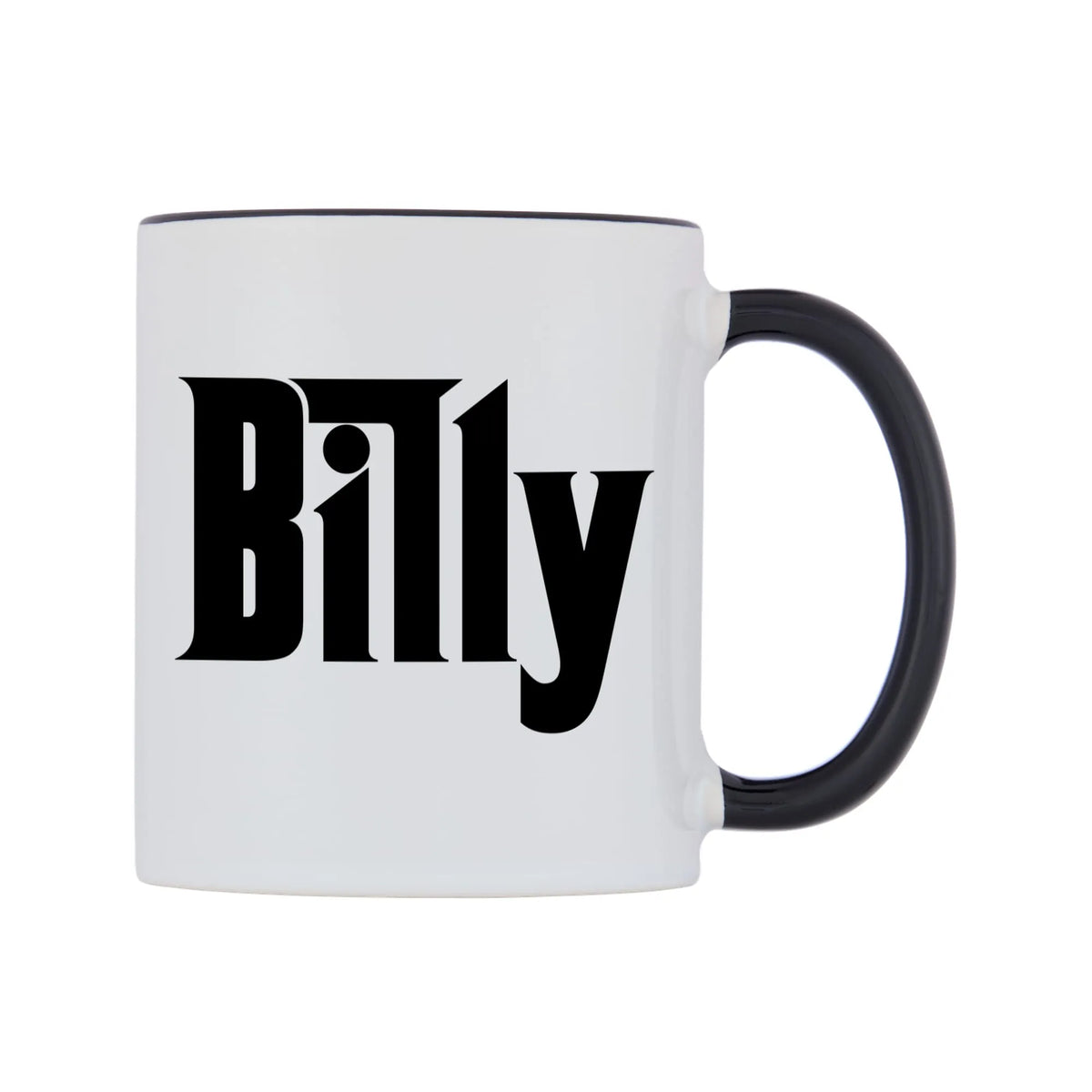 Billy - Godfather Themed Mug — white 11oz gloss mug with a black inside and handle, left side, on a white background