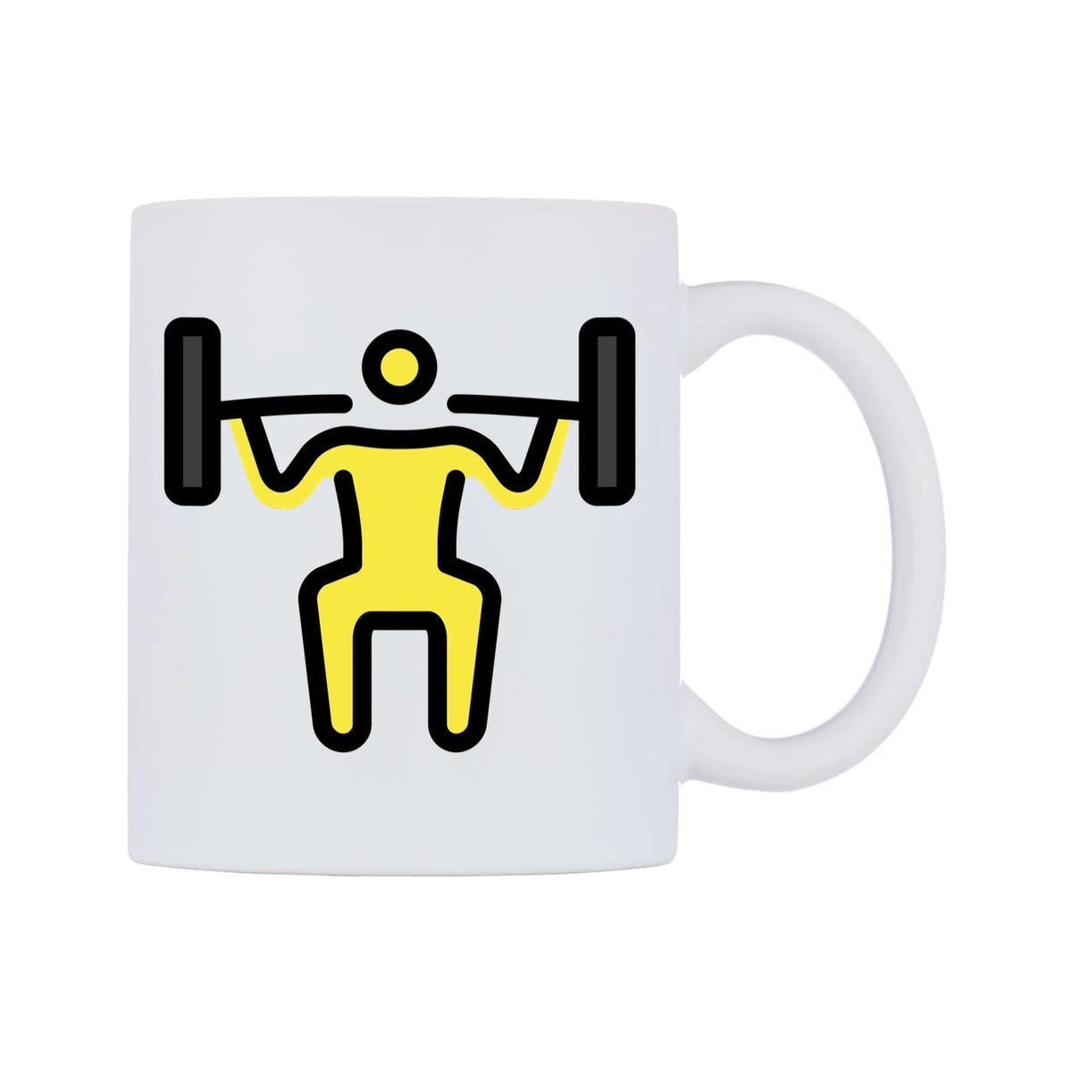 Person Lifting Weights Emoji Mug — mug, left side, on a white background