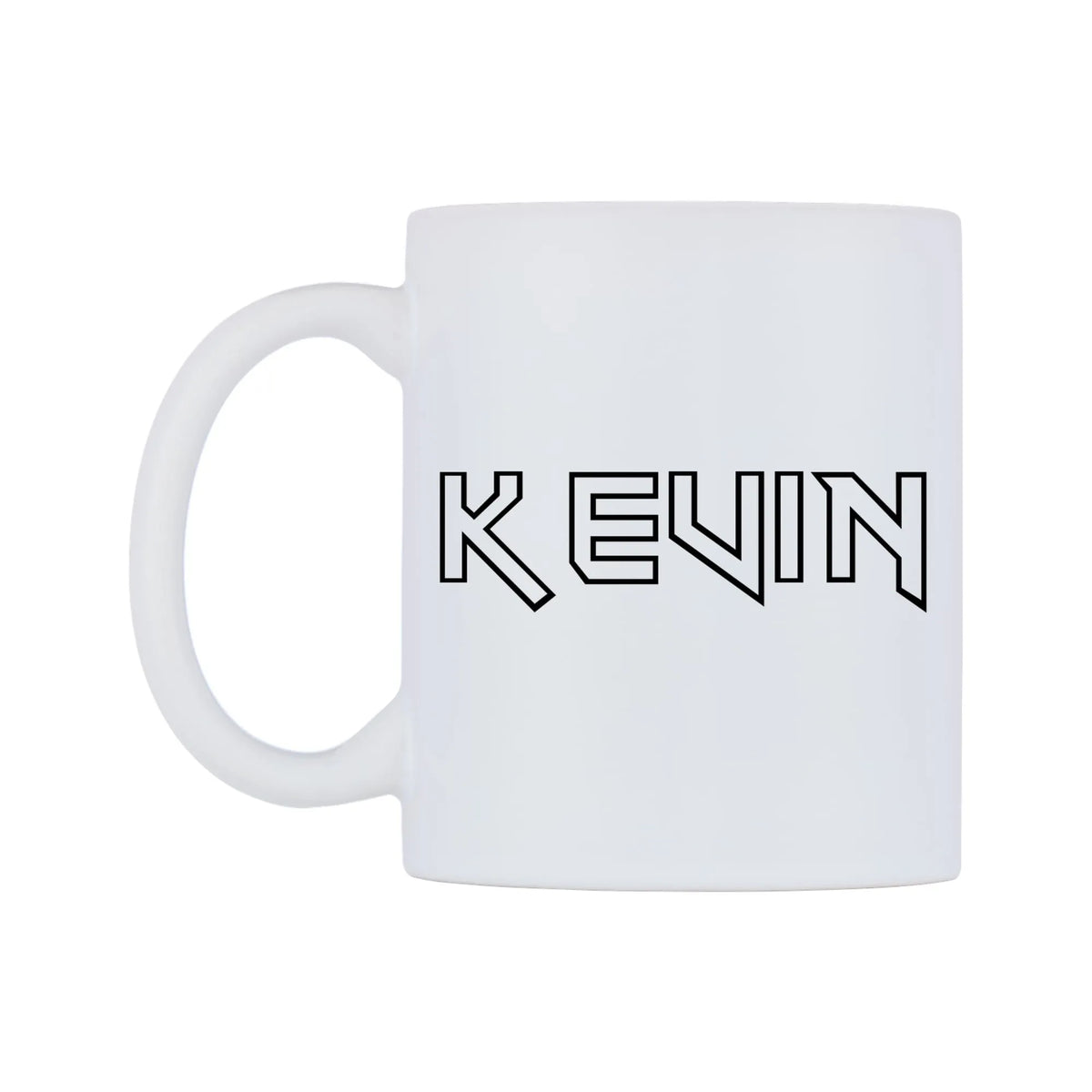 Kevin - Iron Maiden Themed Mug — white 11oz gloss mug, right side, on a white background