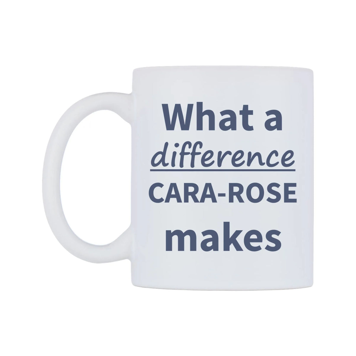 What a difference CARA-ROSE makes Mug — mug, right side, on a white background