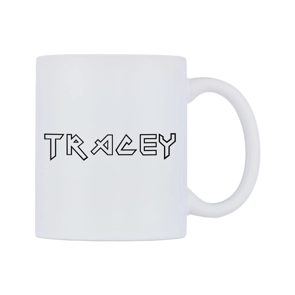 Tracey - Iron Maiden Themed Mug — white 11oz gloss mug, left side, on a white background