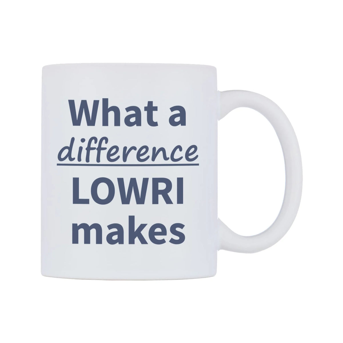 What a difference LOWRI makes Mug — mug, left side, on a white background