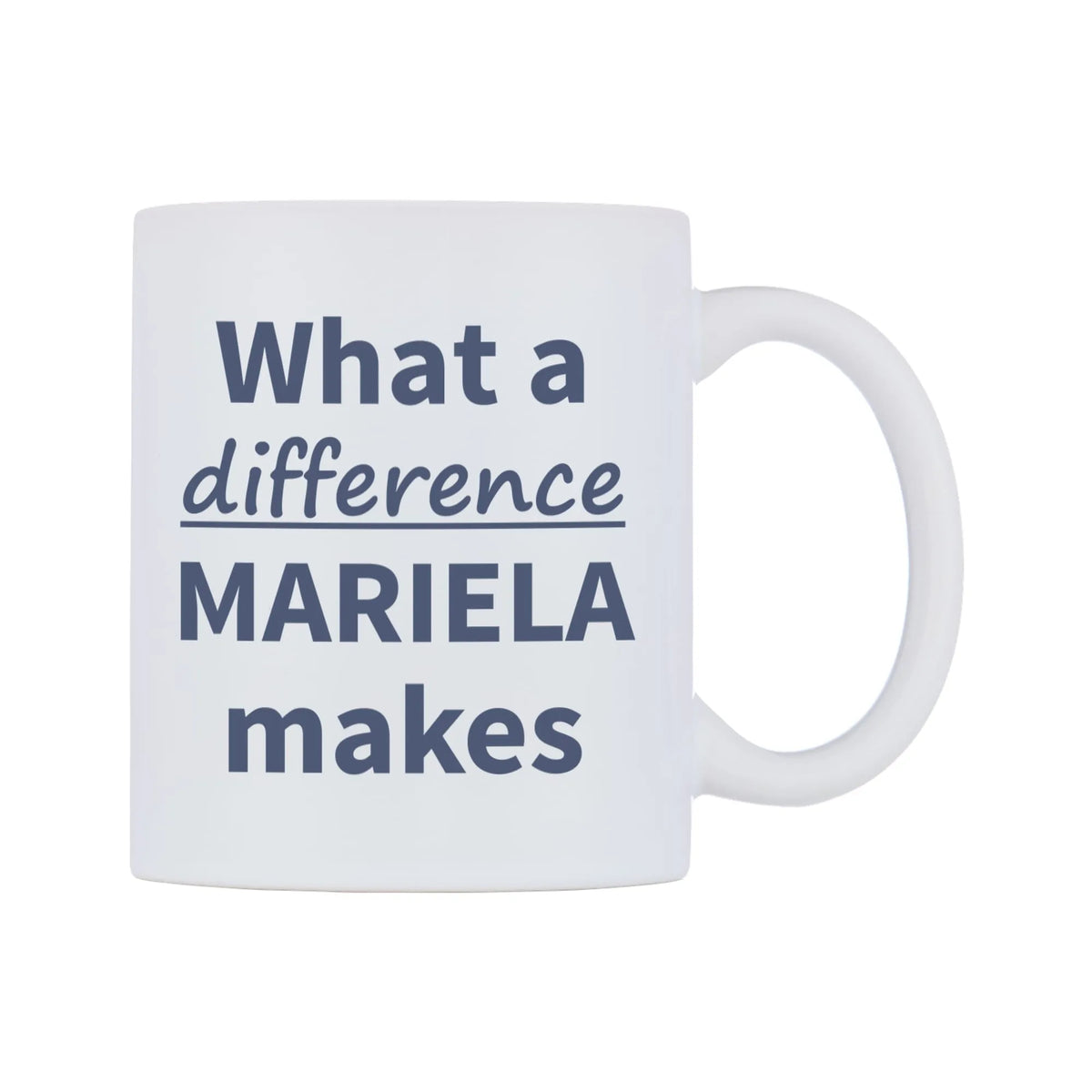 What a difference MARIELA makes Mug — mug, left side, on a white background