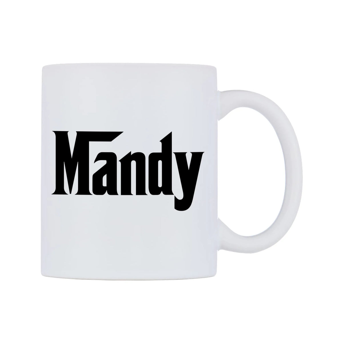 Mandy - Godfather Themed Mug — white 11oz gloss mug, left side, on a white background