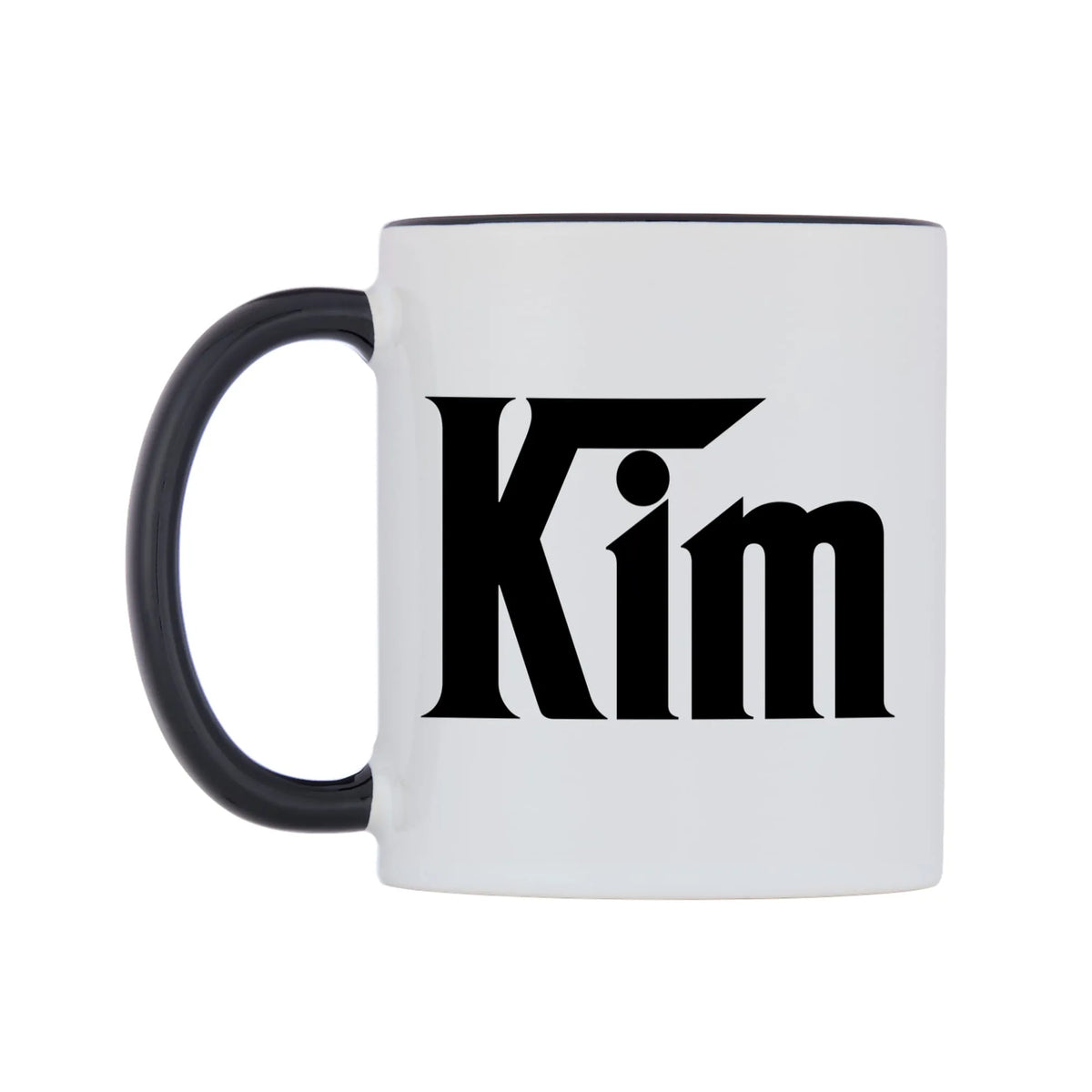 Kim - Godfather Themed Mug — white 11oz gloss mug with a black inside and handle, right side, on a white background
