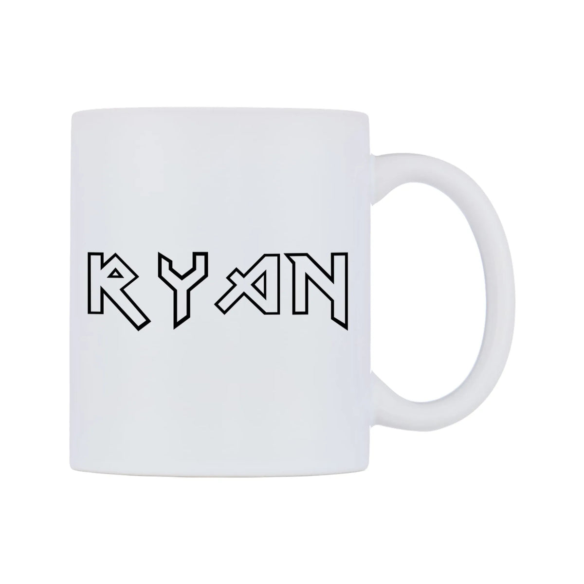 Ryan - Iron Maiden Themed Mug — white 11oz gloss mug, left side, on a white background