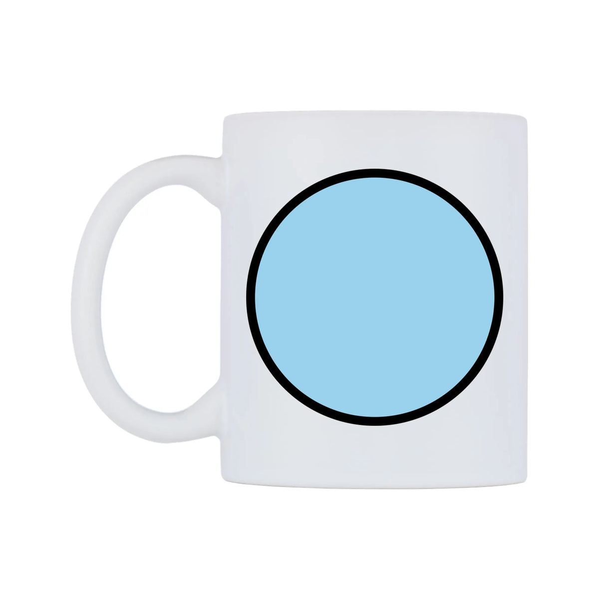 Blue Circle Emoji Mug — mug, right side, on a white background
