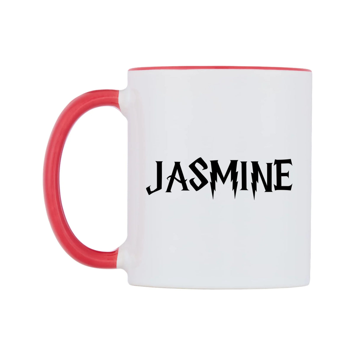 Jasmine - Wizard Themed Mug — white 11oz gloss mug with a red inside and handle, right side, on a white background
