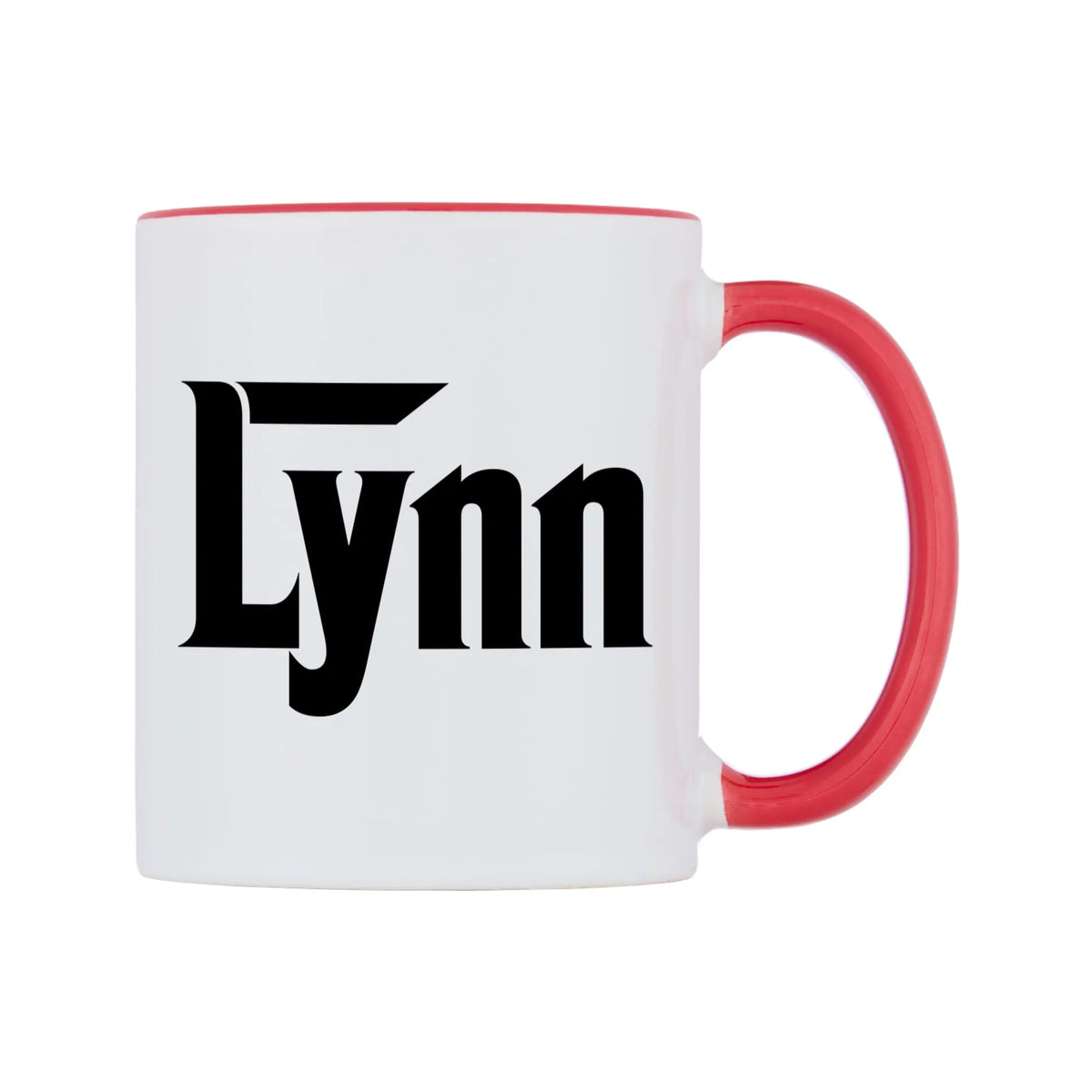 Lynn - Godfather Themed Mug — white 11oz gloss mug with a red inside and handle, left side, on a white background