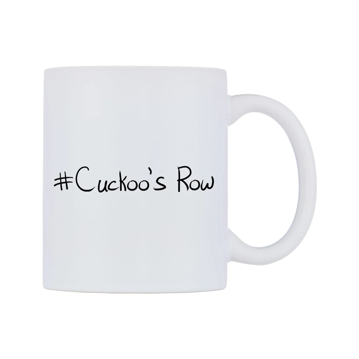 Cuckoo's Row Mug — mug, left side, on a white background