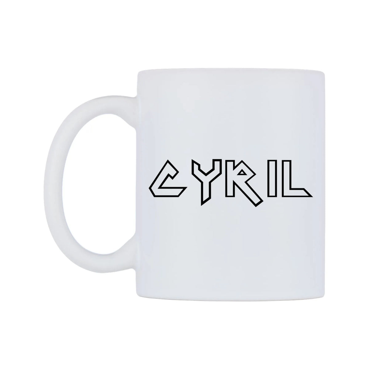Cyril - Iron Maiden Themed Mug — white 11oz gloss mug, right side, on a white background