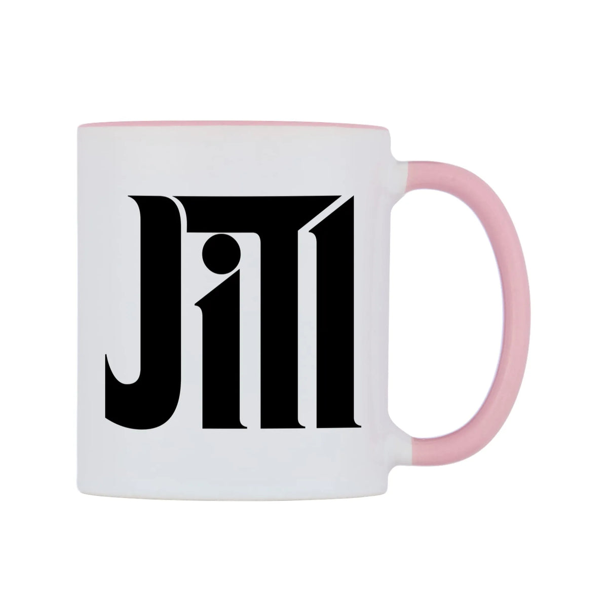 Jill - Godfather Themed Mug — white 11oz gloss mug with a pink inside and handle, left side, on a white background