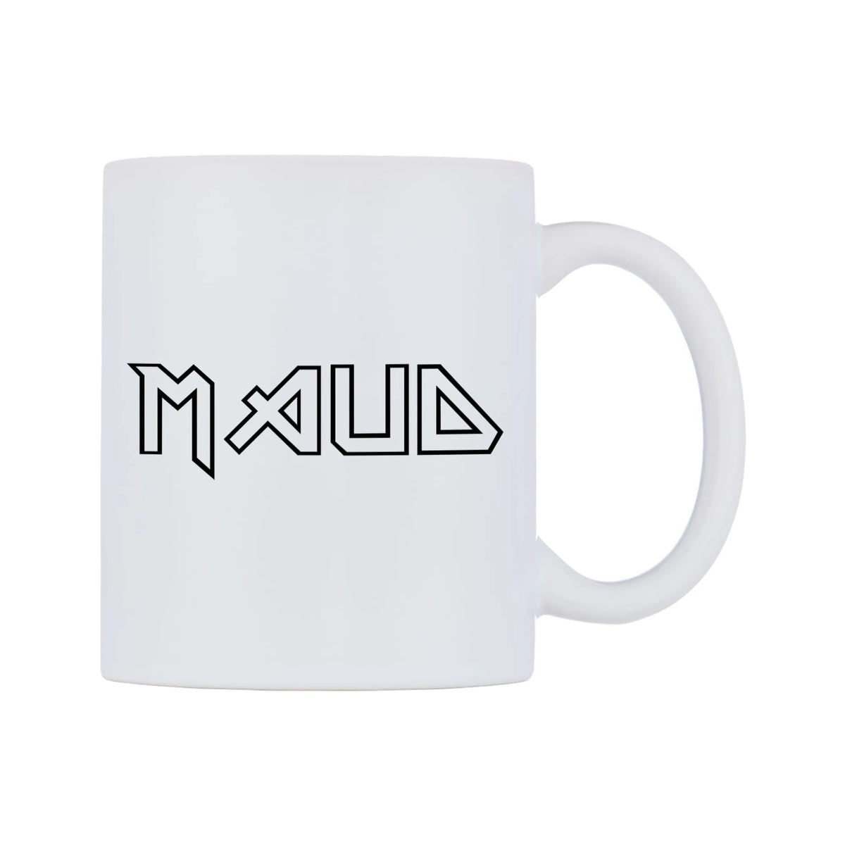 Maud - Iron Maiden Themed Mug — white 11oz gloss mug, left side, on a white background