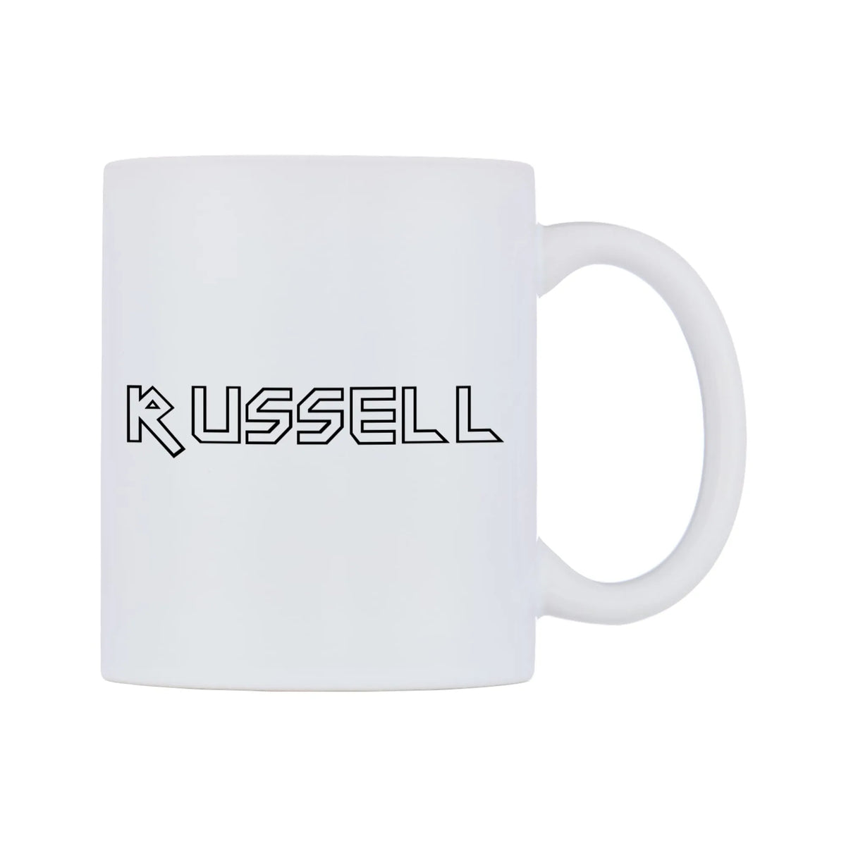 Russell - Iron Maiden Themed Mug — white 11oz gloss mug, left side, on a white background