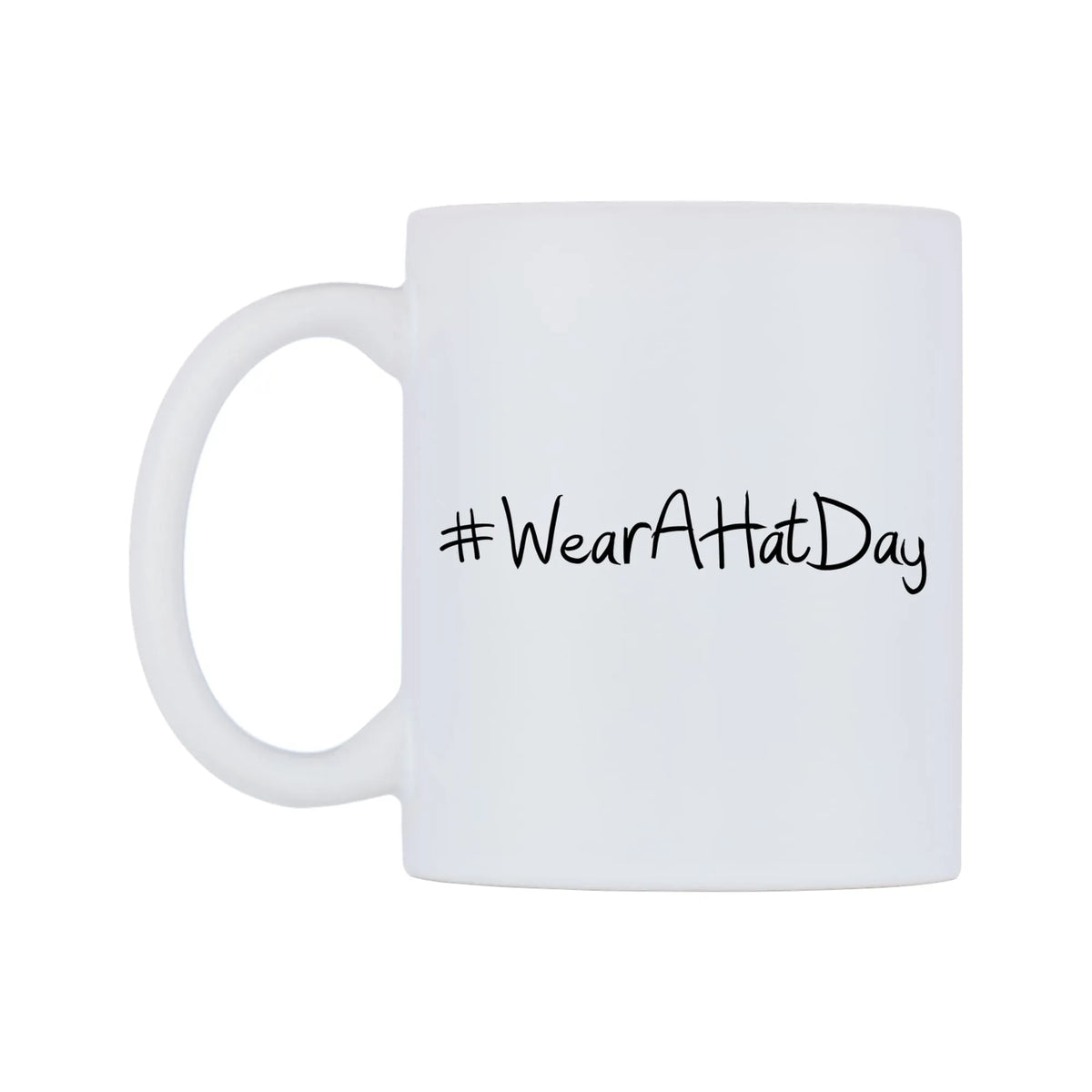 WearAHatDay Mug — mug, right side, on a white background