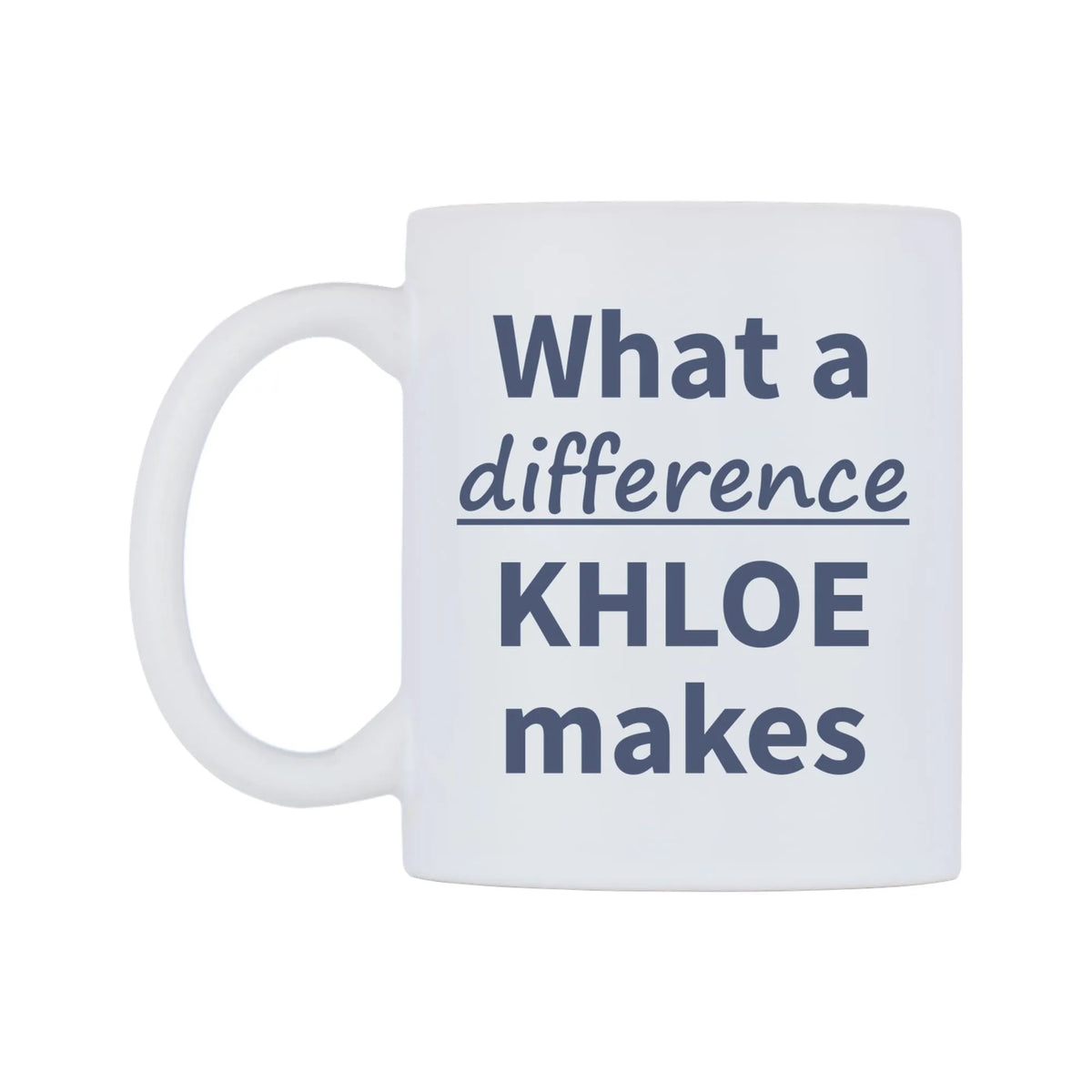 What a difference KHLOE makes Mug — mug, right side, on a white background