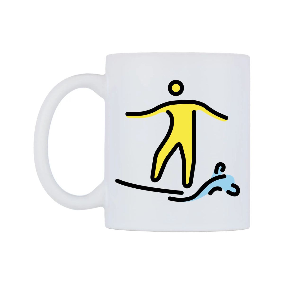 Person Surfing Emoji Mug — mug, right side, on a white background