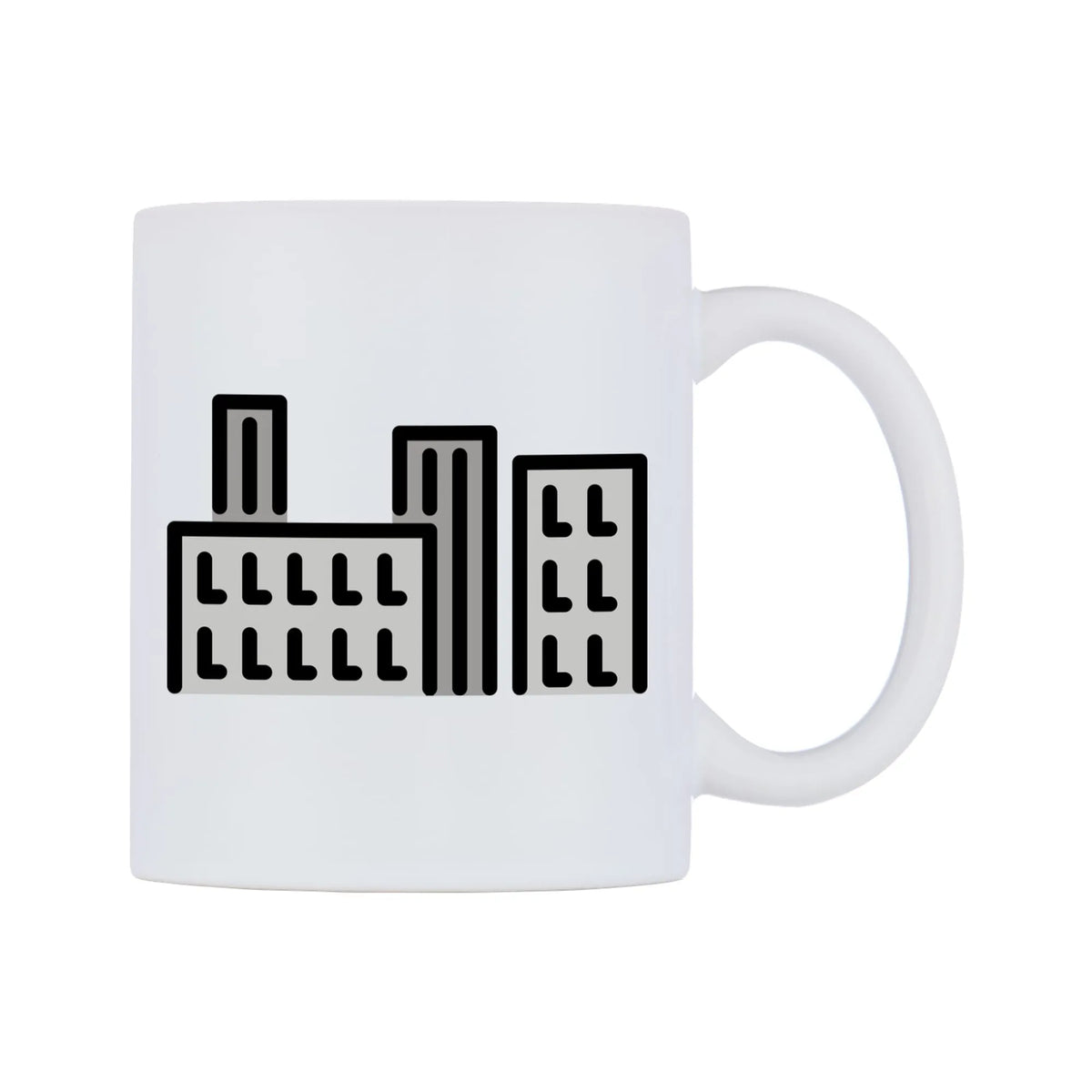Cityscape Emoji Mug — mug, left side, on a white background