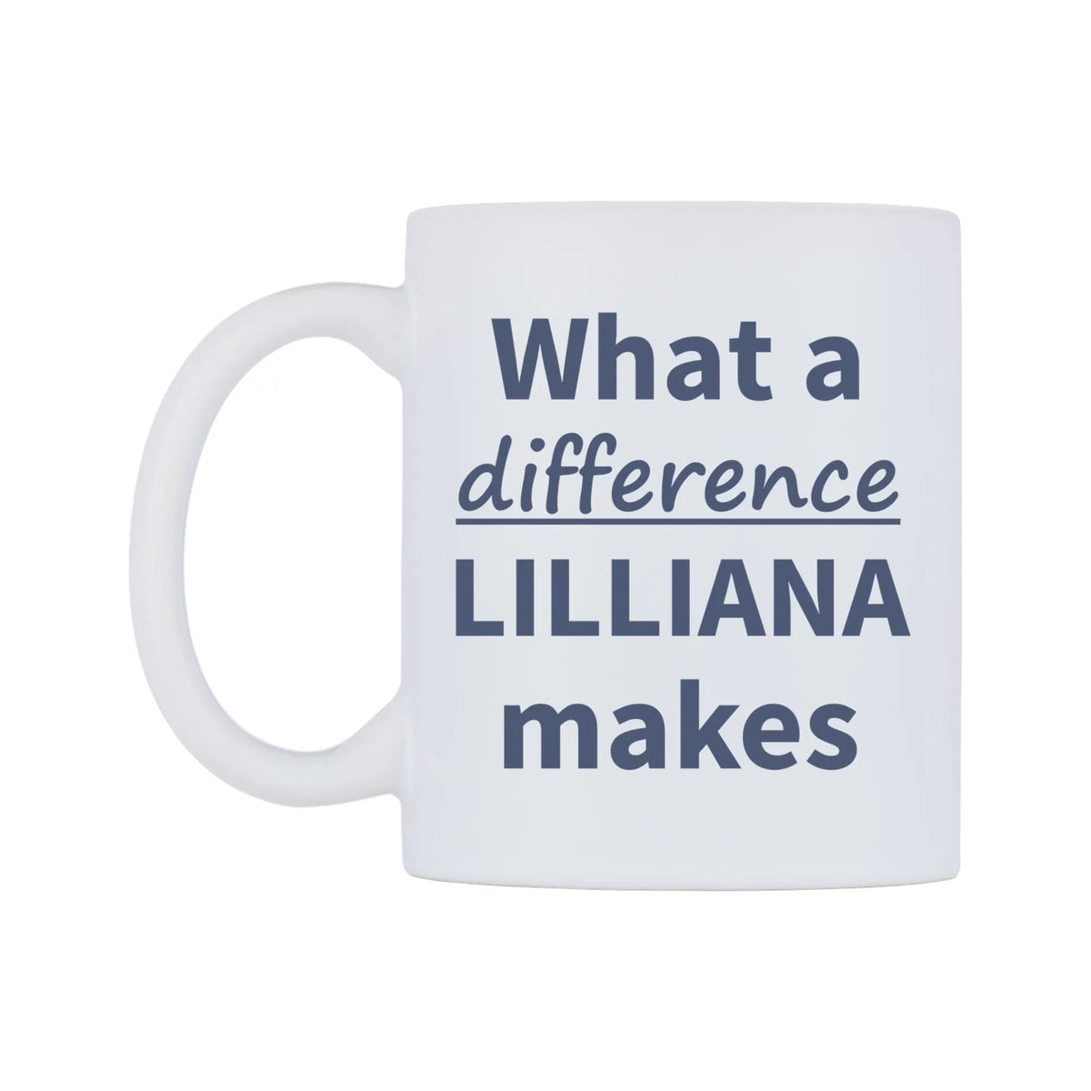 What a difference LILLIANA makes Mug — mug, right side, on a white background