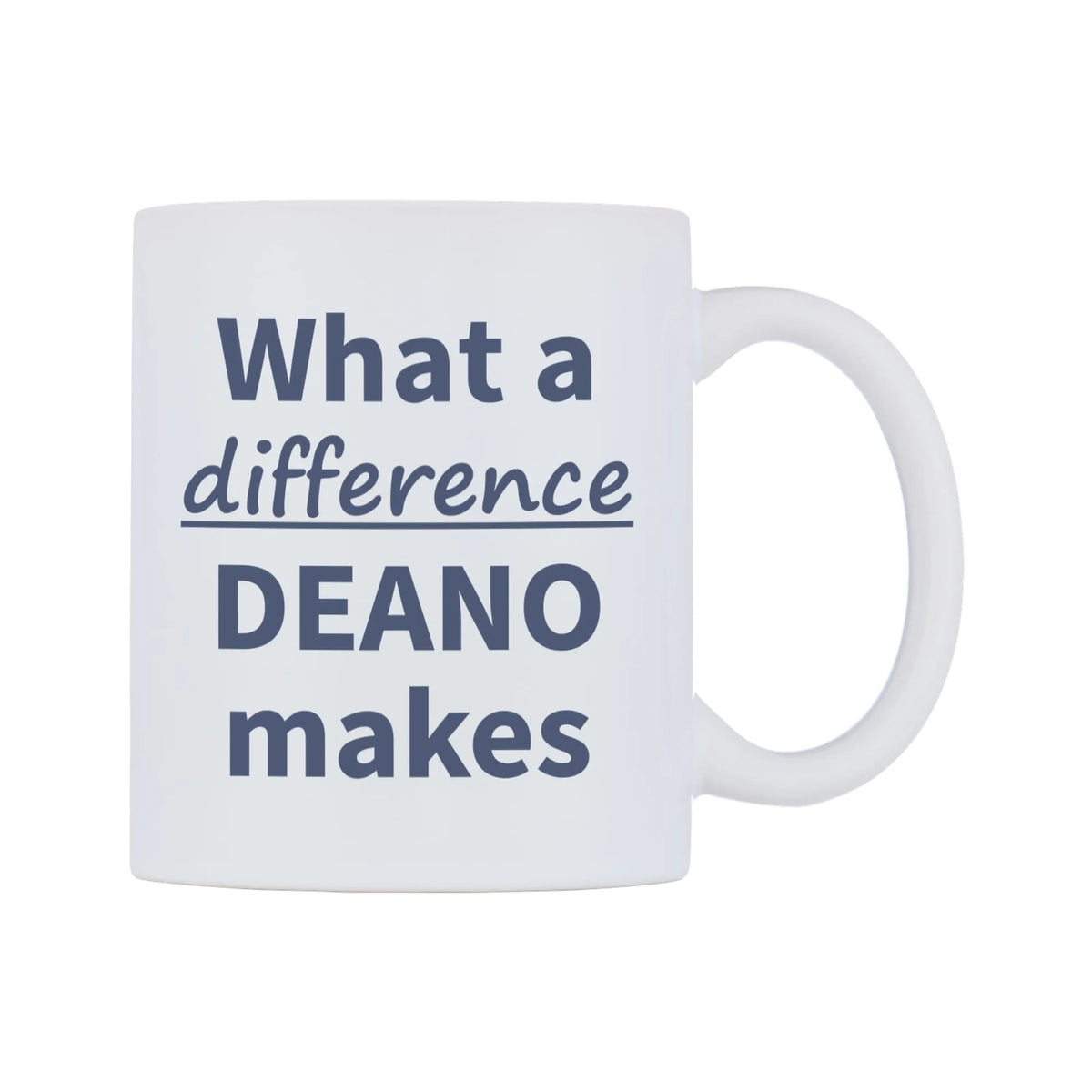 What a difference DEANO makes Mug — mug, left side, on a white background