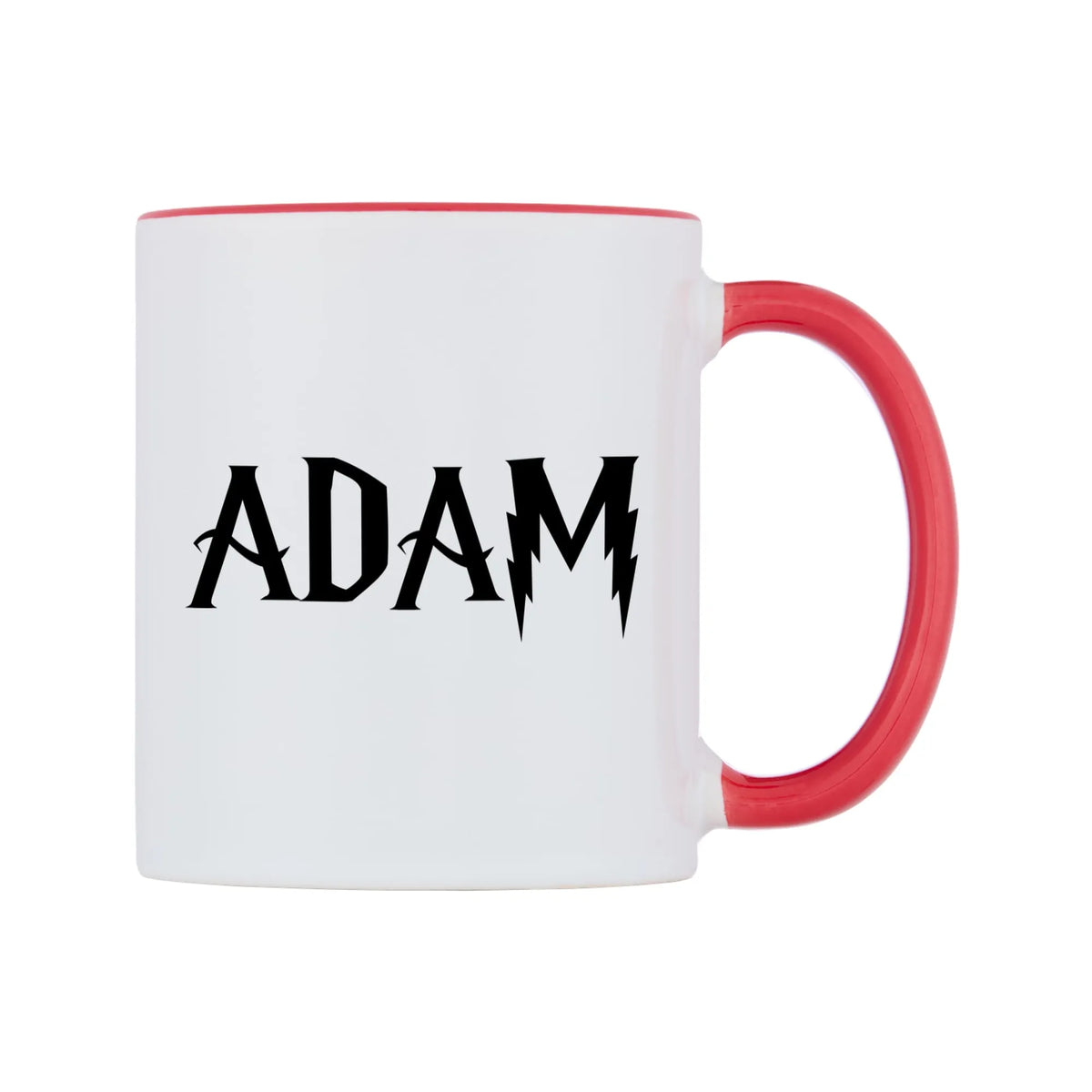 Adam - Wizard Themed Mug — white 11oz gloss mug with a red inside and handle, left side, on a white background
