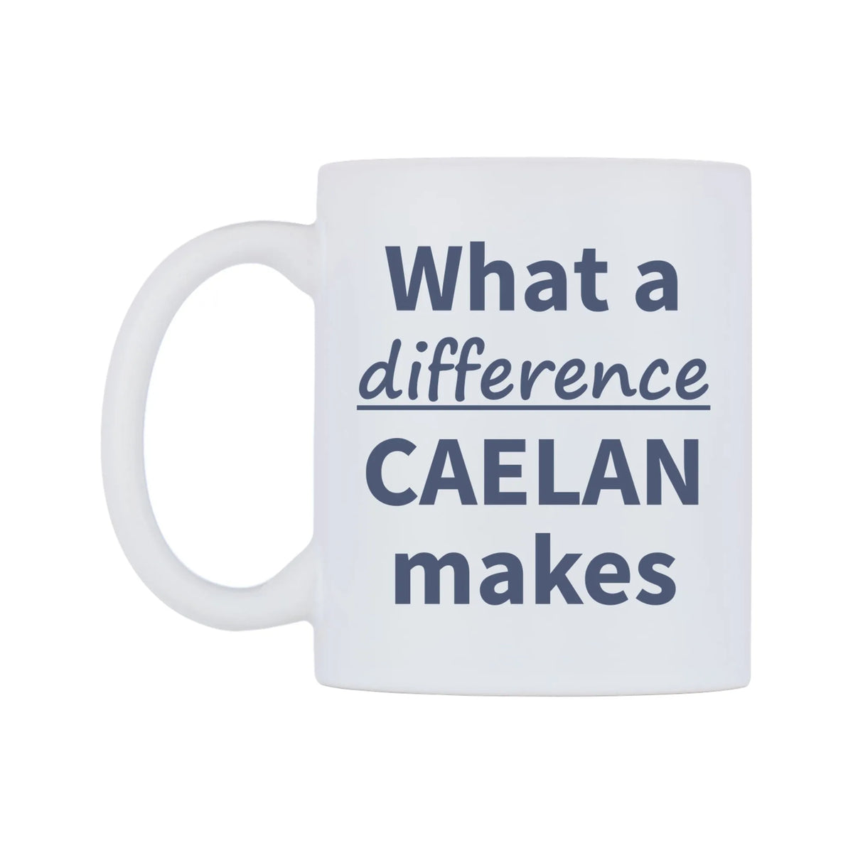 What a difference CAELAN makes Mug — mug, right side, on a white background