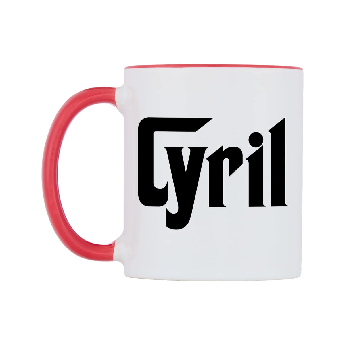 Cyril - Godfather Themed Mug — white 11oz gloss mug with a red inside and handle, right side, on a white background