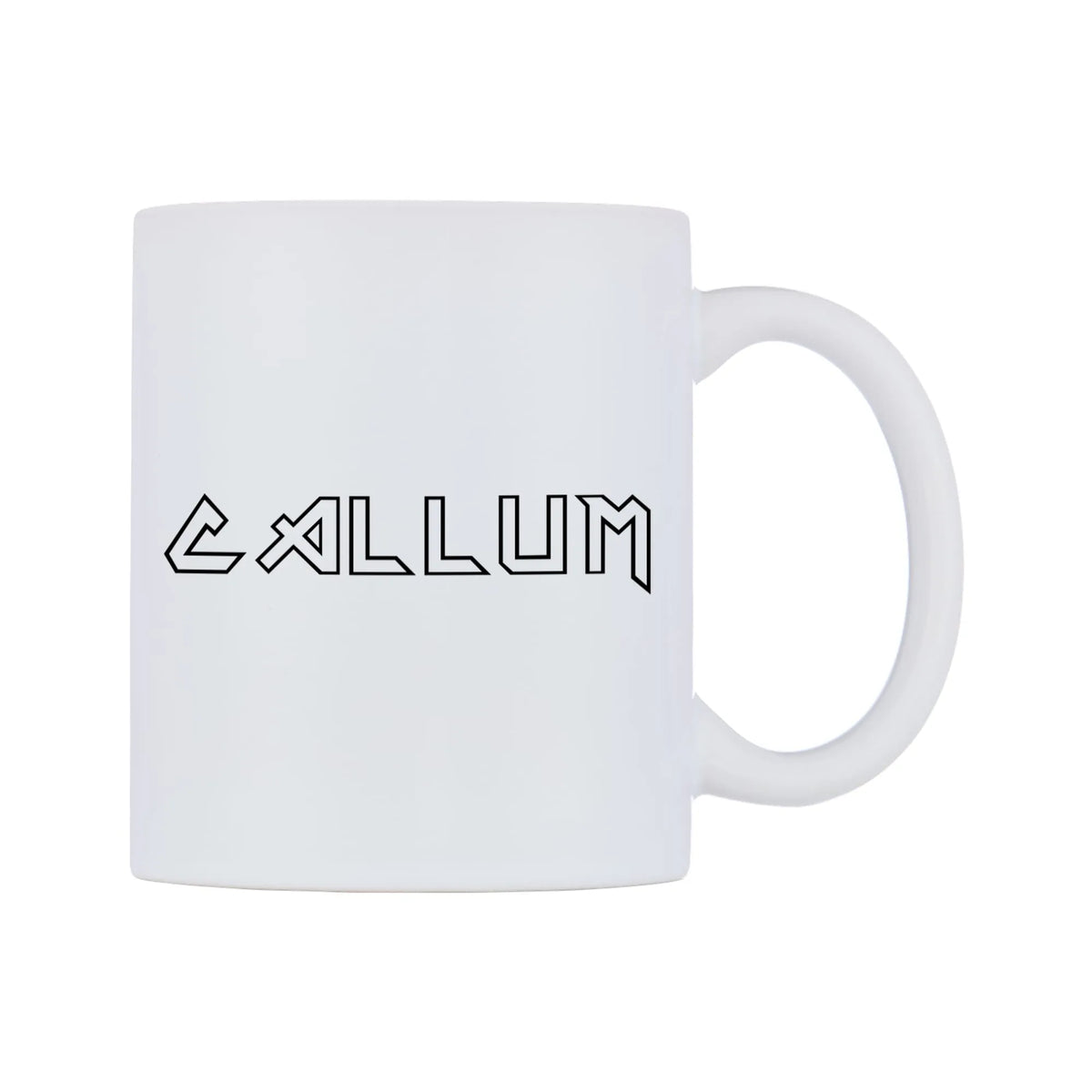 Callum - Iron Maiden Themed Mug — white 11oz gloss mug, left side, on a white background