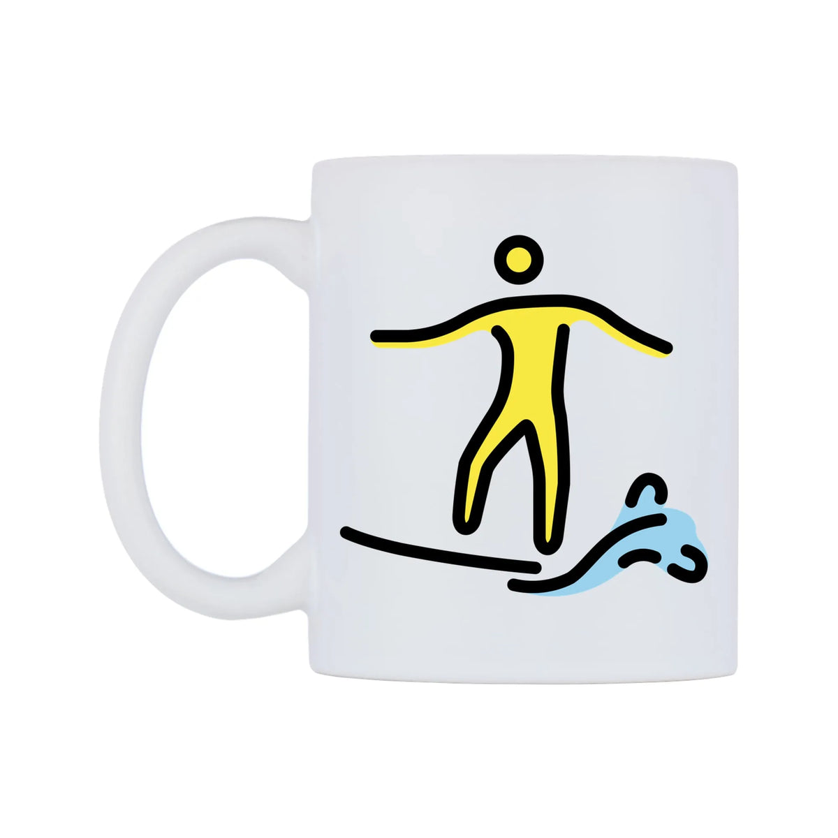 Male Surfing Emoji Mug — mug, right side, on a white background