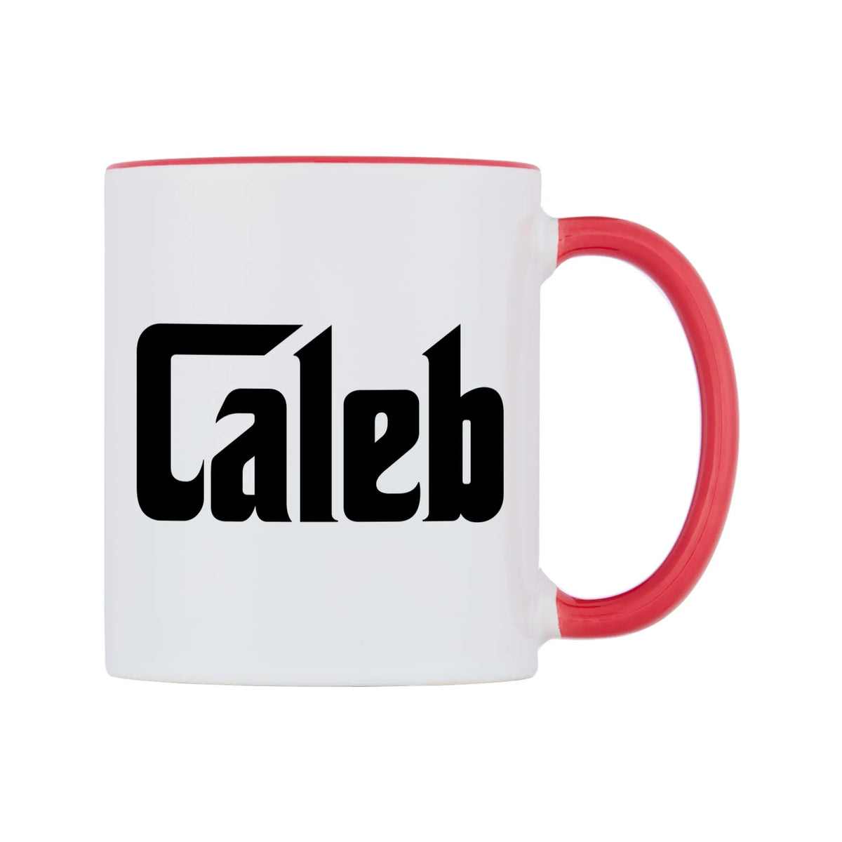 Caleb - Godfather Themed Mug — white 11oz gloss mug with a red inside and handle, left side, on a white background