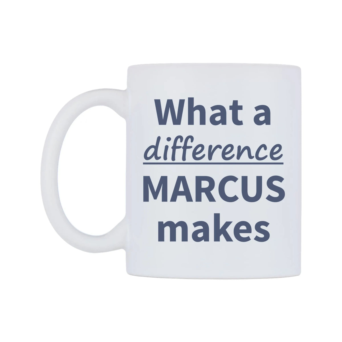 What a difference MARCUS makes Mug — mug, right side, on a white background