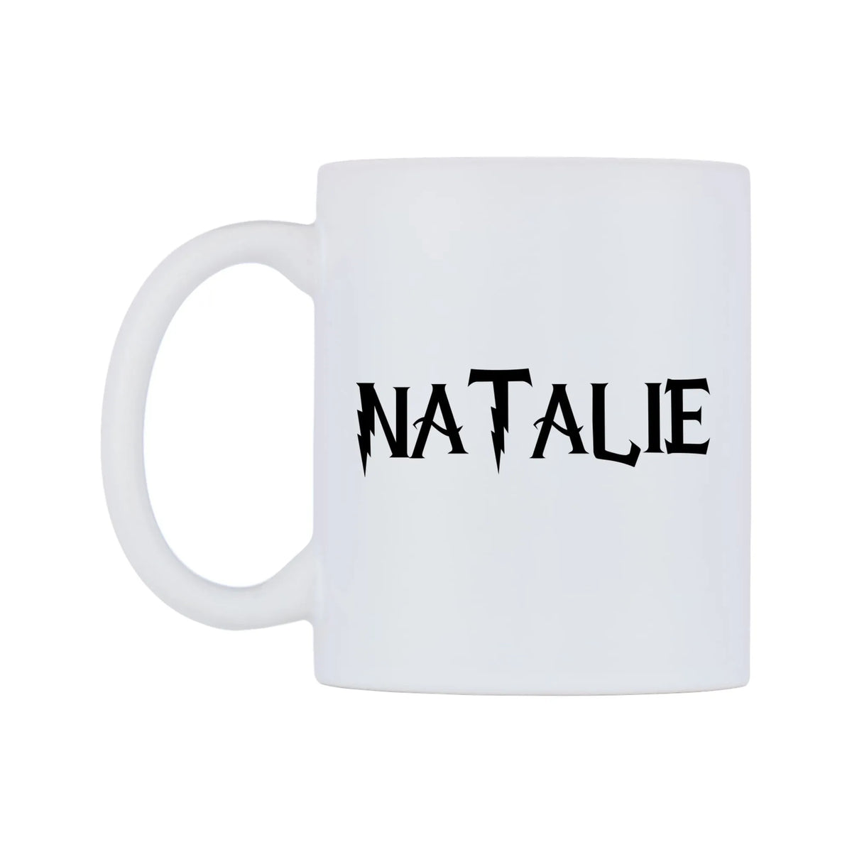 Natalie - Wizard Themed Mug — white 11oz gloss mug, right side, on a white background