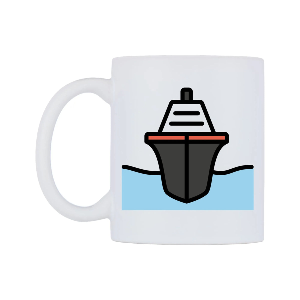 Passenger Ship Emoji Mug — mug, right side, on a white background