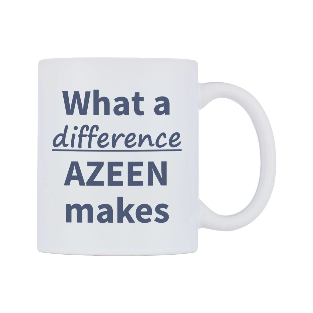 What a difference AZEEN makes Mug — mug, left side, on a white background