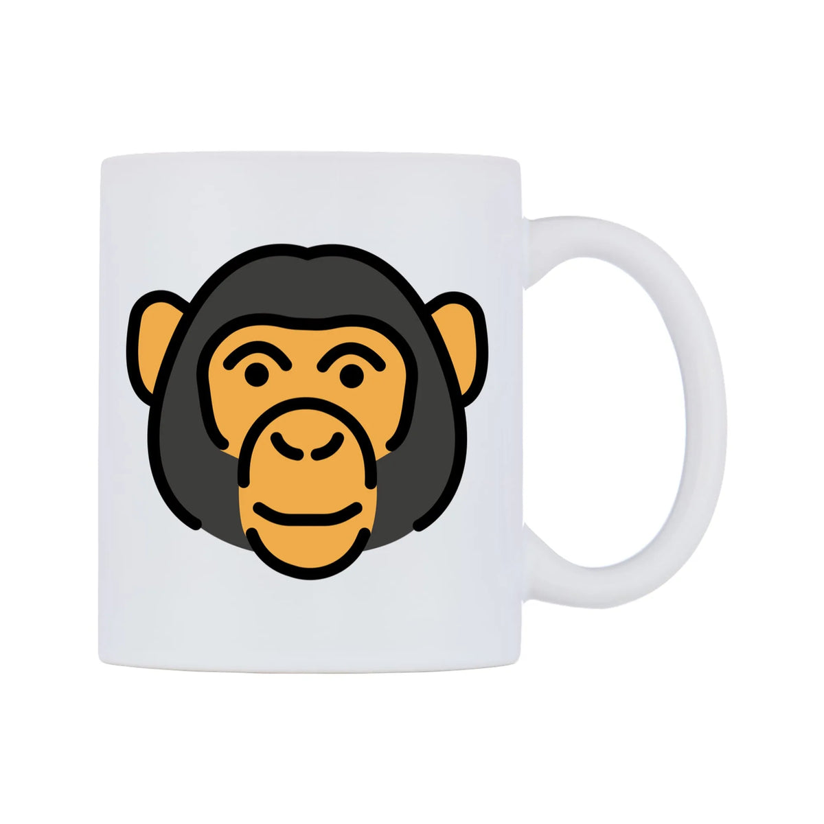 Monkey Face Emoji Mug — mug, left side, on a white background