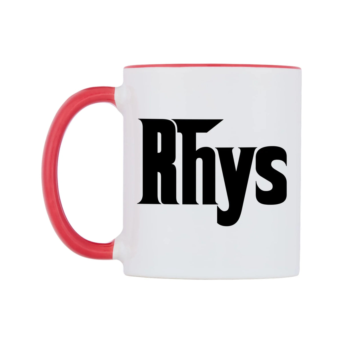Rhys - Godfather Themed Mug — white 11oz gloss mug with a red inside and handle, right side, on a white background
