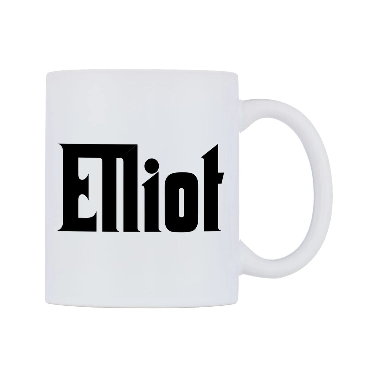 Elliot - Godfather Themed Mug — mug, left side, on a white background